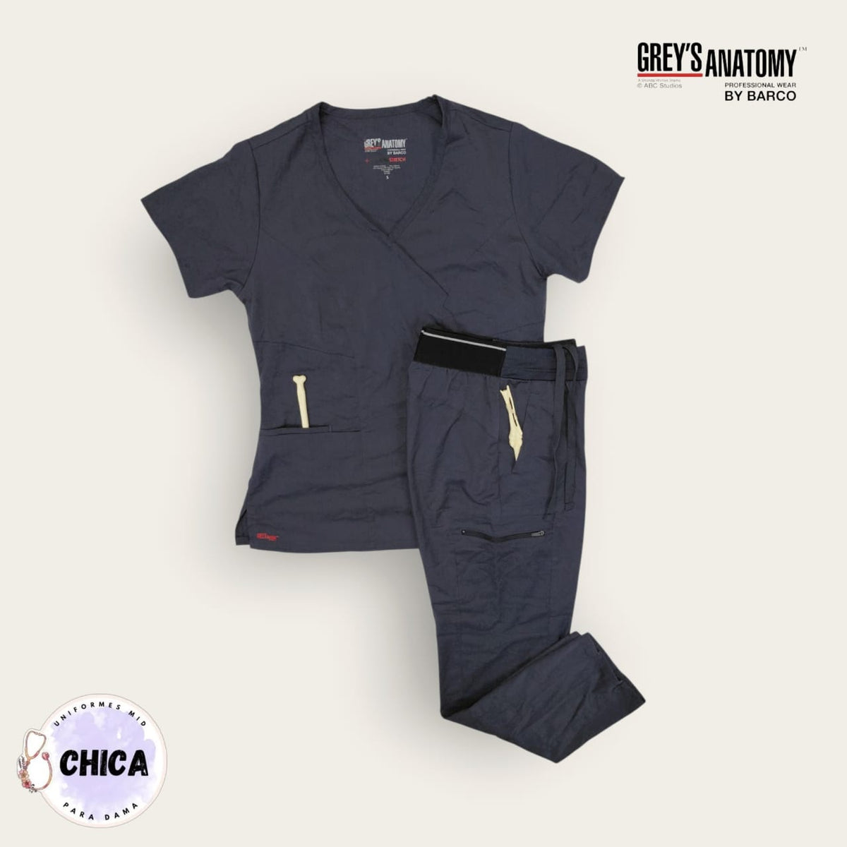 Conjunto médico Grey's Anatomy gris grafito | Dama S