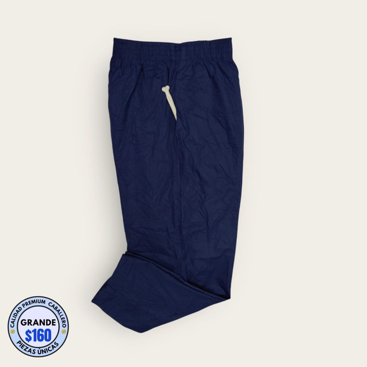 Pantalón médico azul marino de pretina elástica, talla grande para caballero, línea Premium de Uniformes MID.