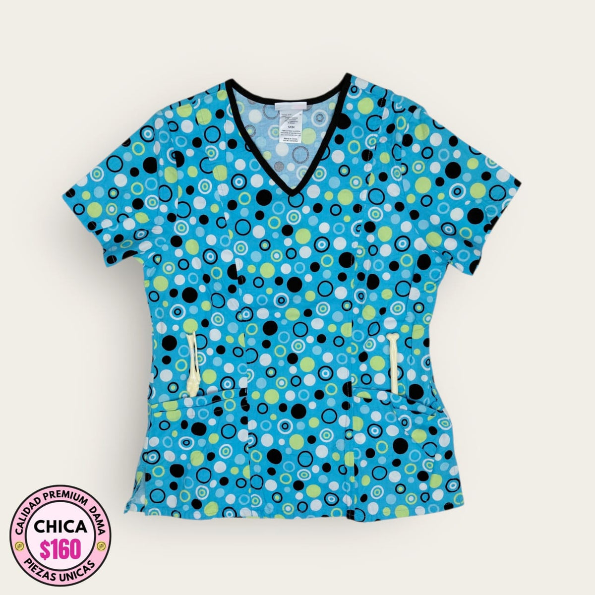 Filipina médica premium color turquesa estampado para dama talla S
