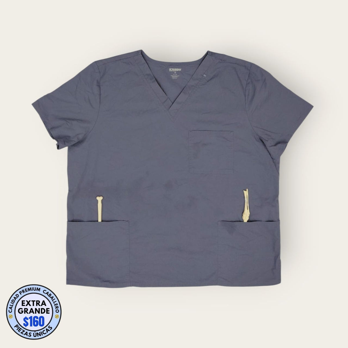 Filipina médica Scrubstar gris, talla extragrande para caballero, línea Premium de Uniformes MID.