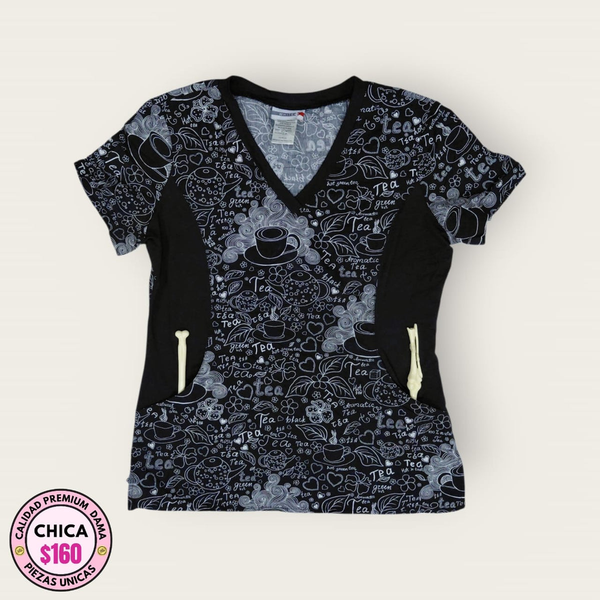 Filipina médica premium estampado negro y gris (chemise) | S