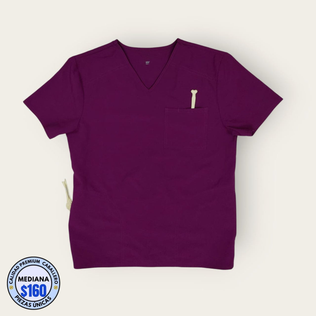 Filipina médica vino con bolsillo en el pecho, talla mediana para caballero, línea Premium de Uniformes MID.
