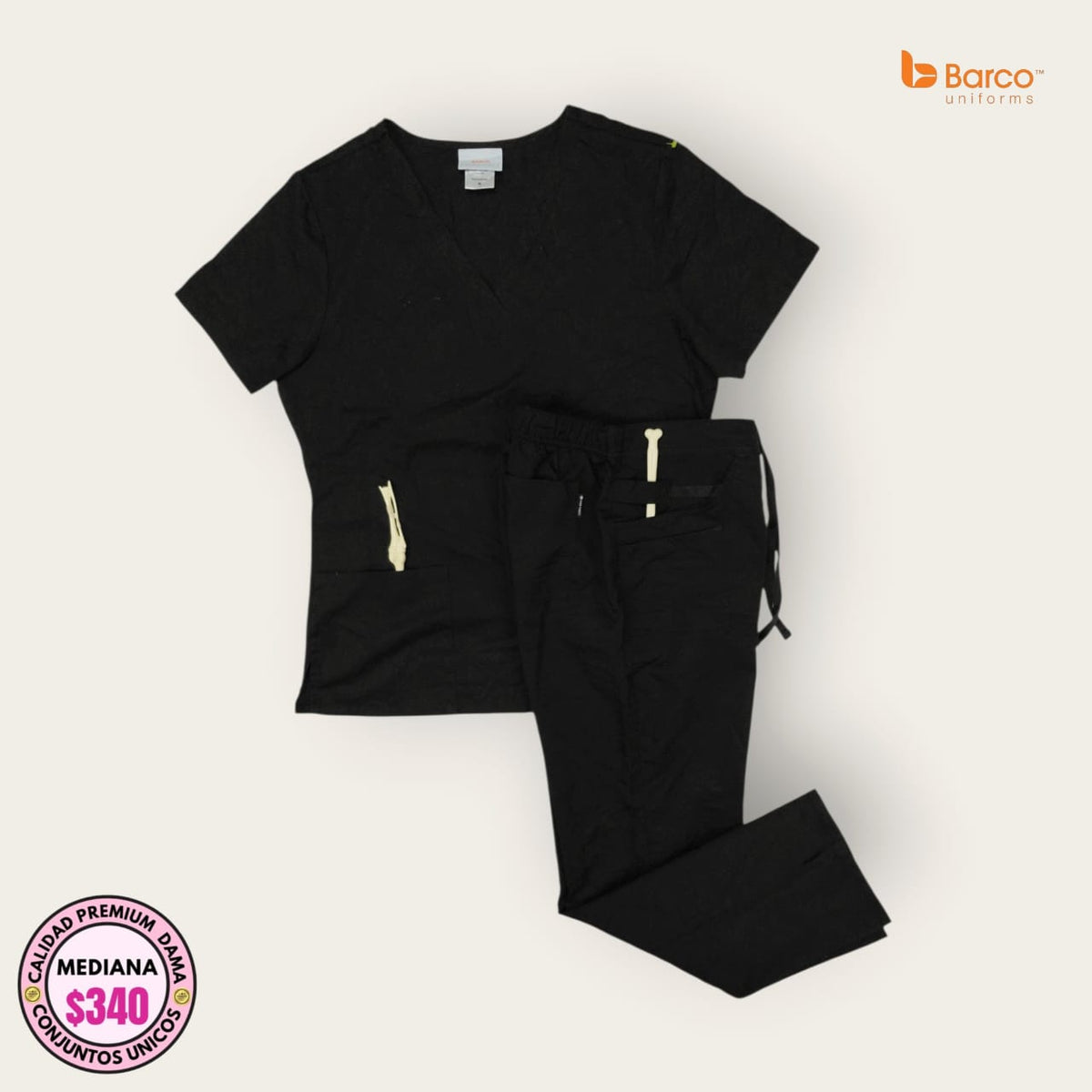 Conjunto médico Barco negro para dama talla M