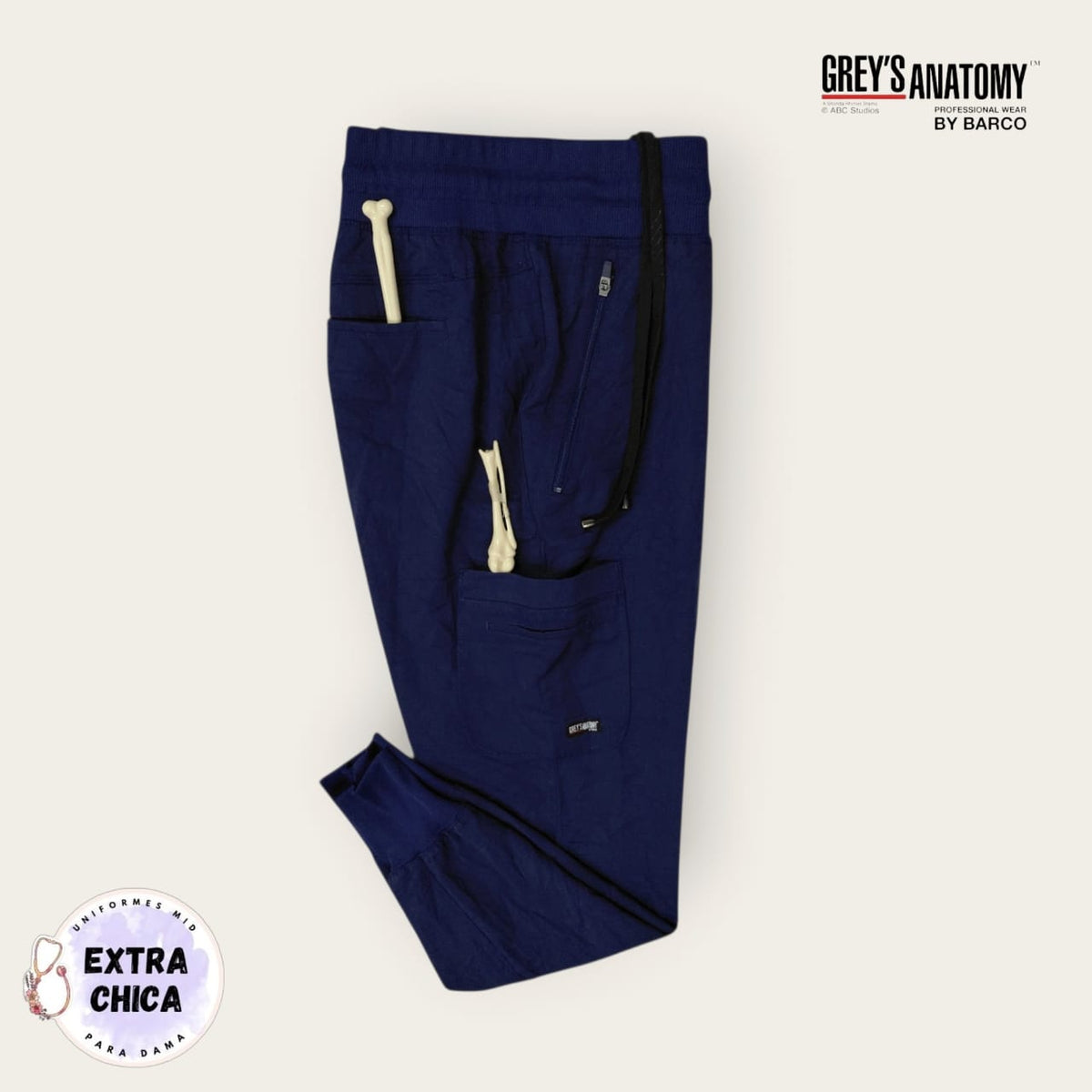 Pantalón médico Grey's Anatomy azul marino cargo | Dama XS