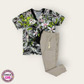 Conjunto médico tropical con pantalón beige, talla chica para dama, disponible en Uniformes MID.