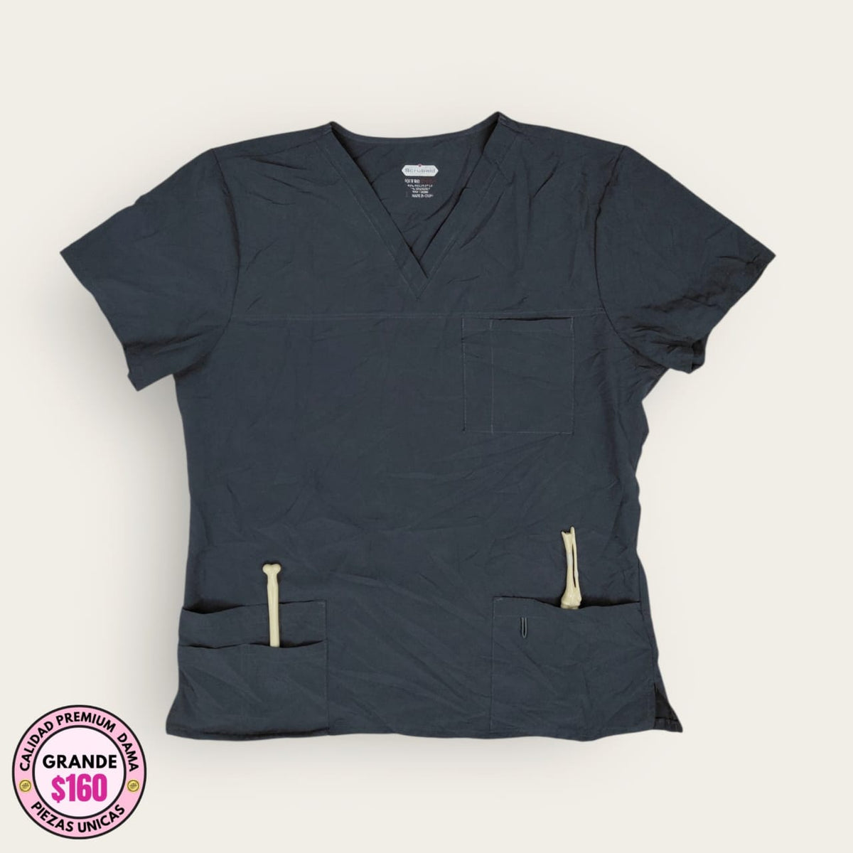 Filipina médica premium color gris grafito para dama talla L