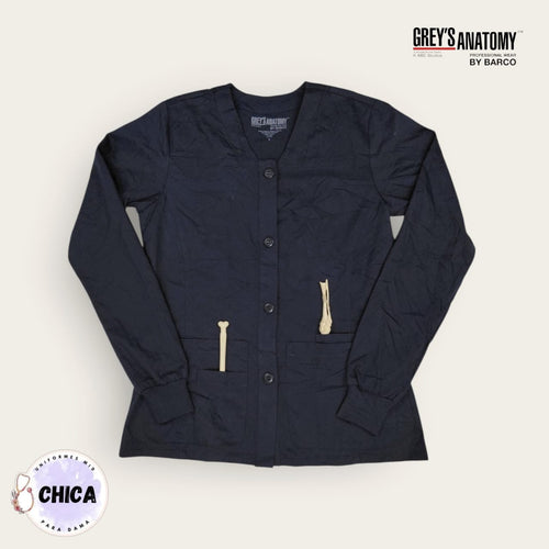 Chaqueta médica Grey's Anatomy gris grafito de manga larga | Dama S