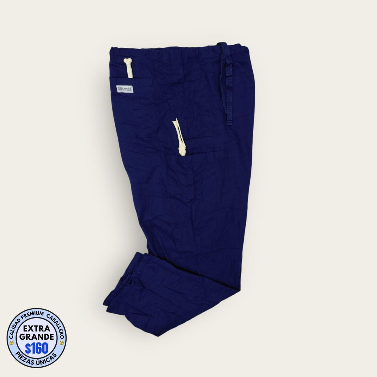 Pantalón médico azul marino cargo de cintura ancha, talla extragrande para caballero, línea Premium de Uniformes MID.