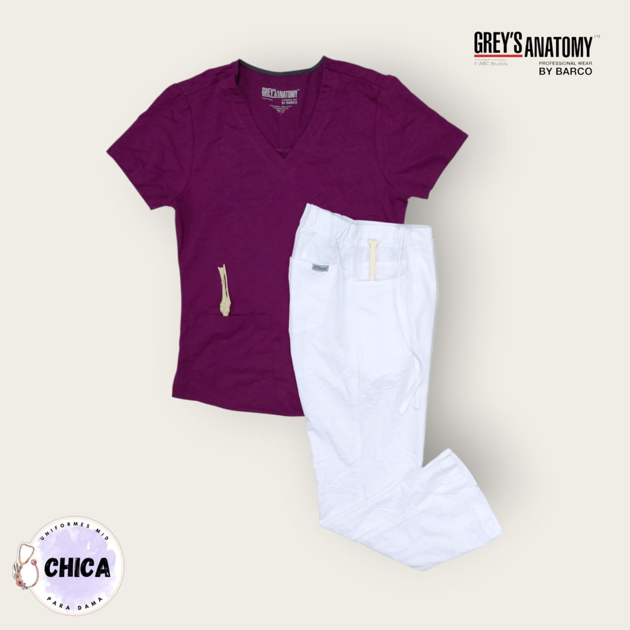 Conjunto blanco - guinda