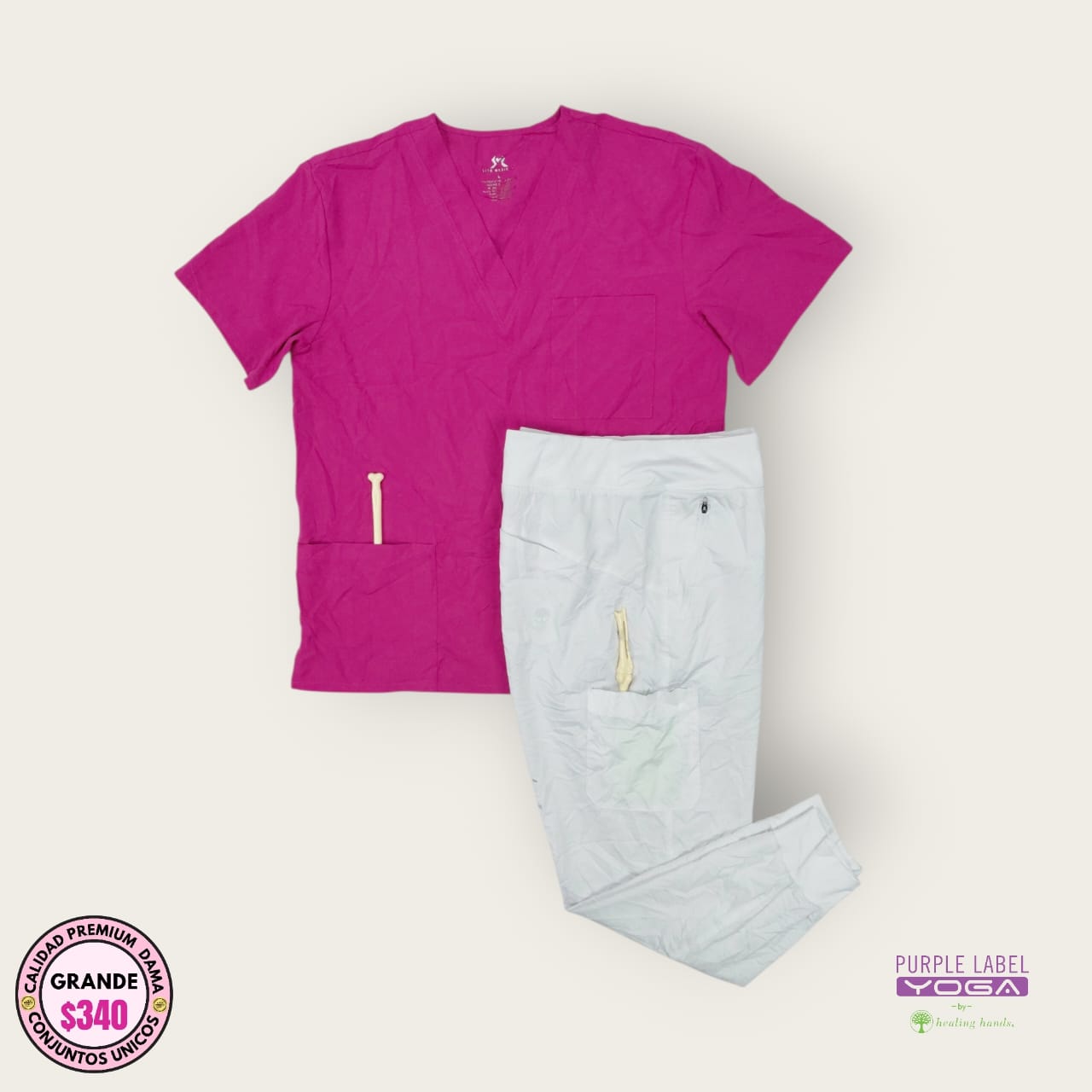 Conjunto fucsia-blanco