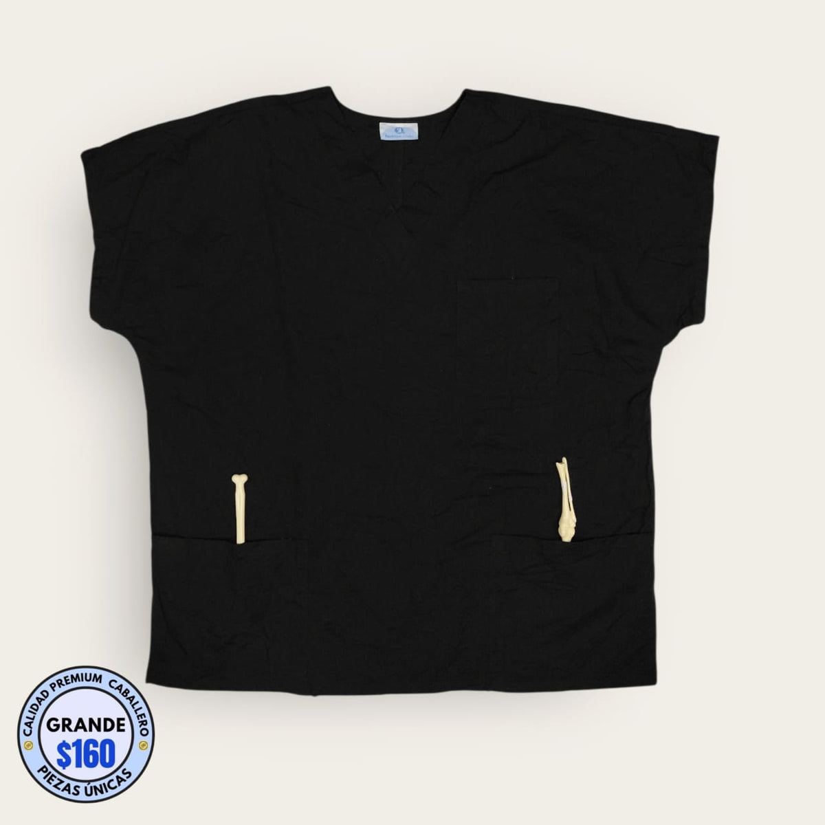 Filipina médica Healing Hands negra, talla grande para caballero, línea Premium de Uniformes MID.