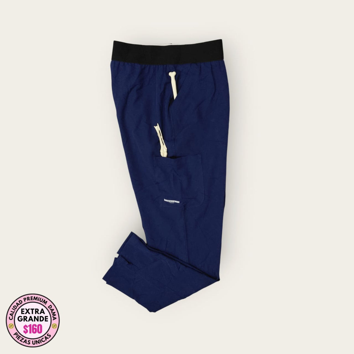 Pantalón médico azul marino con cintura negra | Dama XL