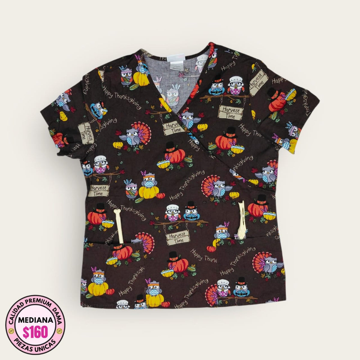 Filipina médica estampado personajes multicolor para dama talla M
