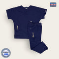 Conjunto médico Cherokee Workwear azul marino, talla chica para caballero, línea Premium de Uniformes MID.