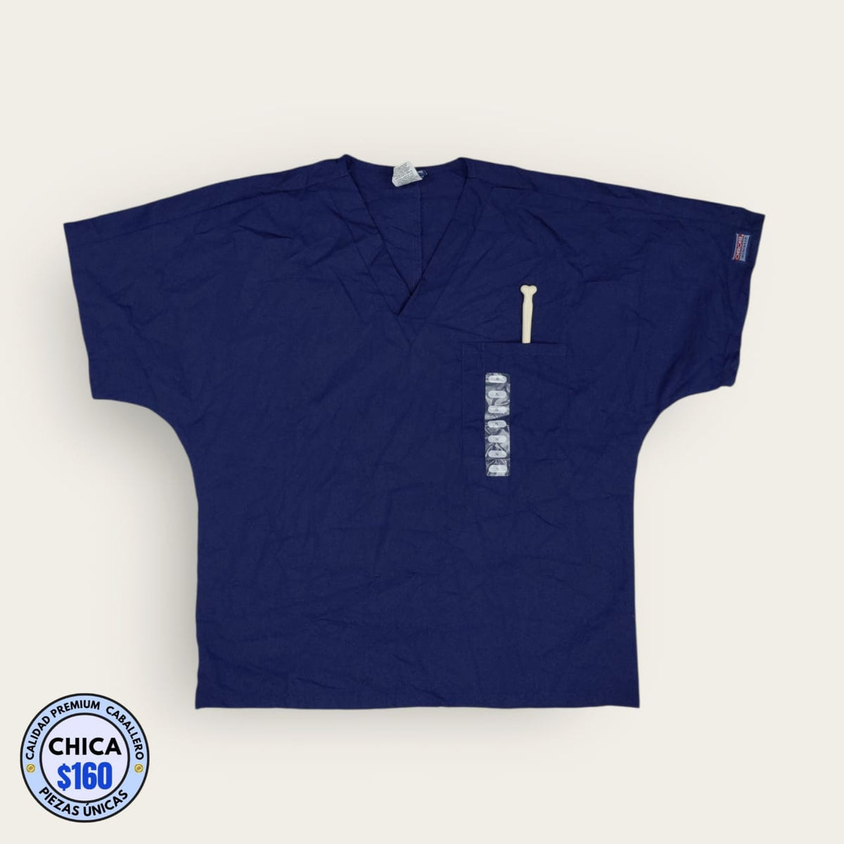 Filipina médica Cherokee Workwear azul marino, talla chica para caballero, línea Premium de Uniformes MID.