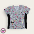 Filipina médica premium Uniformes MID color gris y rosa para dama talla L