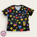 Filipina médica estampado corazones y emojis, talla grande para dama, disponible en Uniformes MID.