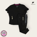 Conjunto médico Fabletics negro, talla extragrande para dama, disponible en Uniformes MID.
