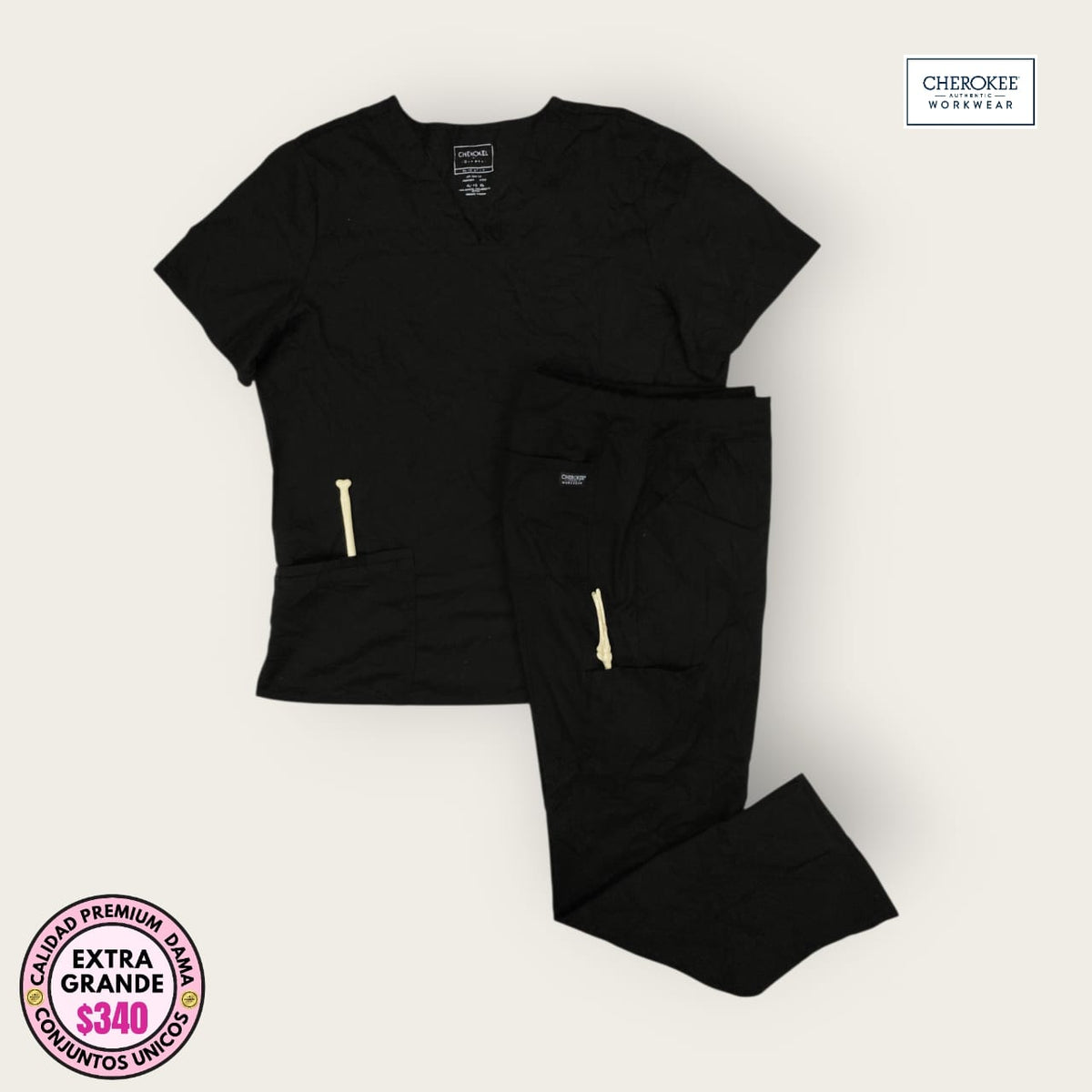 Conjunto médico Cherokee Workwear negro | Dama XL