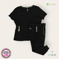 Conjunto médico HH Works y MedCouture negro, talla extragrande para dama, disponible en Uniformes MID.