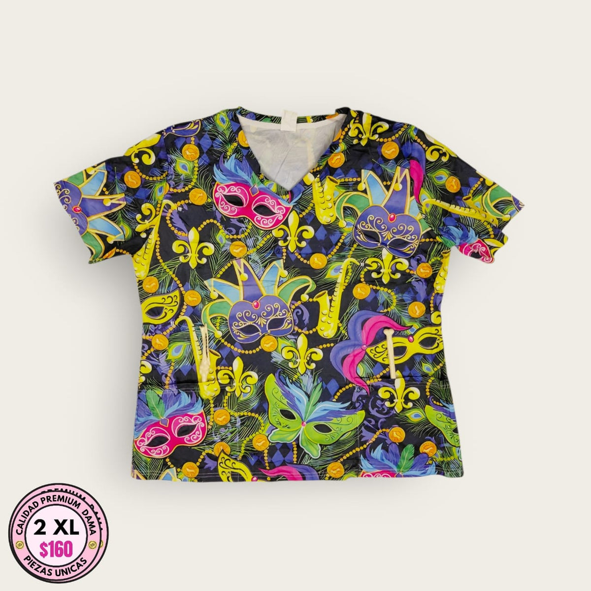 Chemise médica estampado multicolor | Dama 2XL