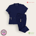 Conjunto médico White Cross y Healing Hands azul, talla extragrande para dama, disponible en Uniformes MID.